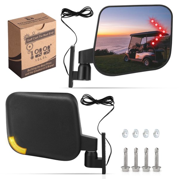 Golf Cart Side Mirrors with Turn Signal Light，Rear View Mirror for Club Car EZGO Yamaha Gas & Electric,Golf cart must be drilled and have turn signal headlights