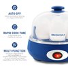 Elite Gourmet EGC007CBL# Rapid Egg Cooker, 7 Easy-To-Peel, Hard, Medium, Soft Boiled Eggs, Poacher, Omelet Maker, Auto Shut-Off, Alarm, 16-Recipe Booklet, BPA-Free, Cobalt