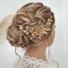 Gorais Leaves Bride Wedding Hair Comb Gold Leaf Hair Piece Pearl Headpiece Hair Accessories for Women and Girls