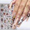 5 Sheets Halloween Nail Stickers 5D self Adhesive Cute Ghost Flower Nail Decals Skull Spider Nail Stickers for Nail Art Halloween Embossed Nail Art Design Halloween Stickers DIY Manicure for Women