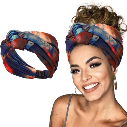 GORTIN Boho Headbands Wide Head Wraps Knotted Head Bands Stretchy Turban Hair Bands Elastic Sweatbands Yoga Twist Headband Fashion Hair Accessory for Women and Girls (Boho 4)