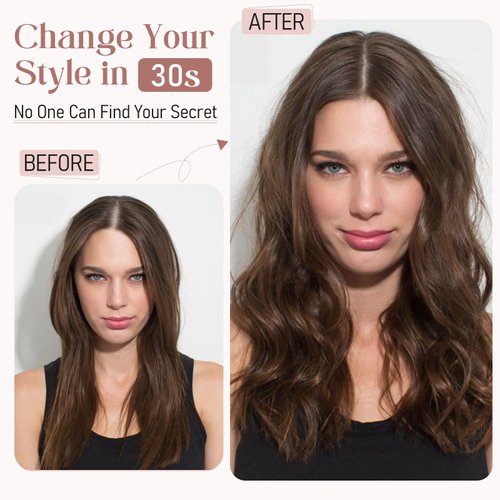 Hairro Human Hair Toppers Real Hair, Clips in 100% Human Hair Hairpieces for Women, 3.15"x3.94" Silk Base for Thinning Hair/Hair Loss/Covering Greyish Hair on Top