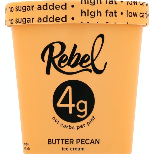 Rebel Ice Cream - Low Carb, Keto - Butter Pecan (8 Count)