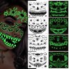 Generic 4 Sheets Halloween Horror Luminous Temporary Tattoos Glow in the Dark Scary Spider Web Bat Scar Tattoos Stickers for Makeup Party Supplies, Black