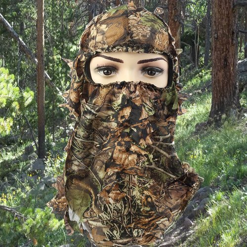 ABCAMO Camo Face Turkey Hunting Face Mask Ghillie Camouflage Leafy Cover Full Face Mask Realtree Camo Outdoor Mask