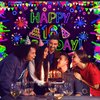 Neon Birthday Party Decorations Neon Happy 16th Birthday Banner Backdrop Glow in The Dark Party Decorations with UV Black Light Reactive for Let Glow Neon Birthday Blacklight Halloween Party Supplies