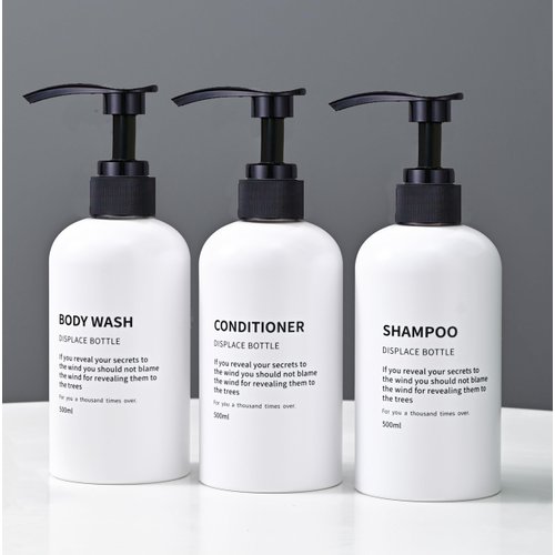 Shower Soap Dispenser(16.9 Oz/White),Shampoo Dispenser with Plastic Pump,Shampoo and Conditioner Bottles,Shower Dispenser for Bathroom,Refillable Shampoo and Conditioner Bottles,3 Pack Shampoo Bottles