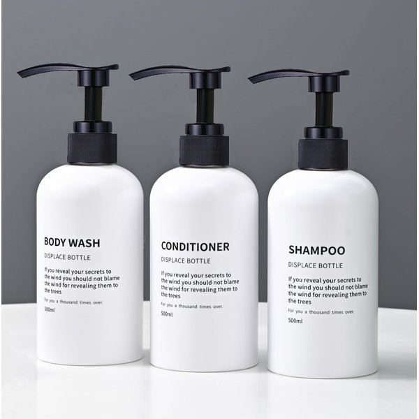 Shower Soap Dispenser(16.9 Oz/White),Shampoo Dispenser with Plastic Pump,Shampoo and Conditioner Bottles,Shower Dispenser for Bathroom,Refillable Shampoo and Conditioner Bottles,3 Pack Shampoo Bottles