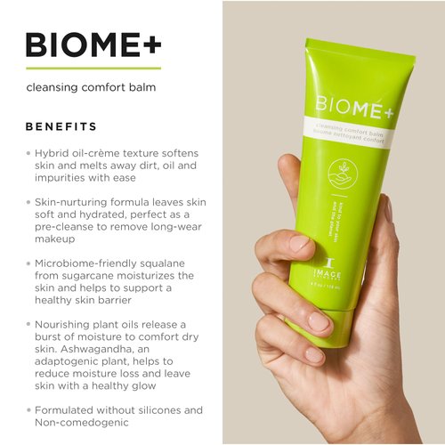 IMAGE Skincare, BIOME+ Cleansing Comfort Balm, Microbiome Friendly Gentle Cleanser, Reduces Moisture Loss, 4 fl oz