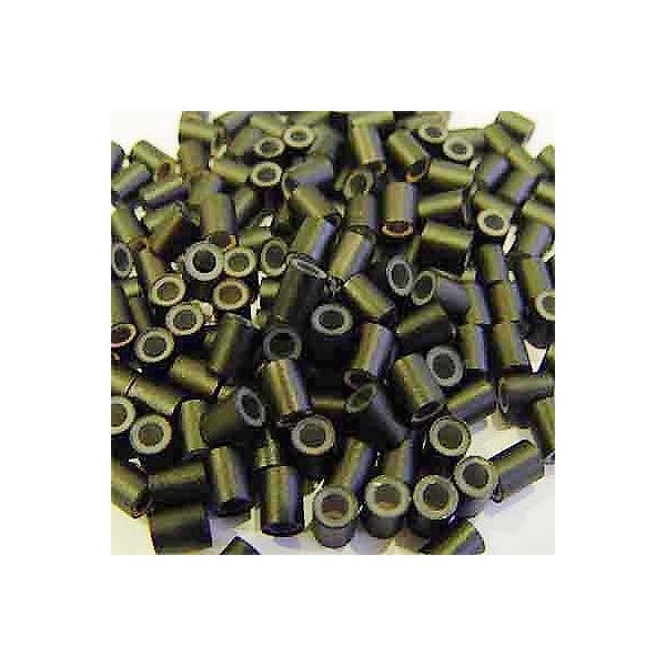 HAIR DE VILLE Silicone Lined Copper Micro Tube Rings Links Beads Linkies For I Tip Stick Glue Feather Hair Extensions (500 PCS 4mm, Black)