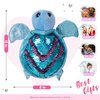 Athoinsu 12'' Blue Turtle Plush Pillow Soft Plush Toy with Reversible Glitter Sequins Sparkle Birthday Children's Day Valentine's Day for Kids Boys Girls Toddlers