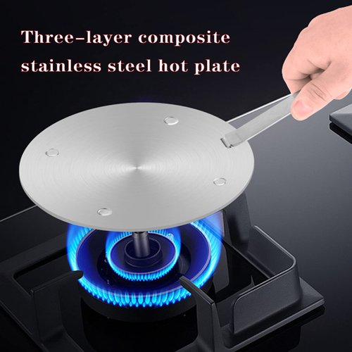 11inch Stainless Steel Induction Cooktop Mat, Induction Converter Heat Diffuser Simmer Ring Plate, Induction Cooktop Heat Diffuser Induction Plate with Handle Adapter Converter (24cm/9.45inch)