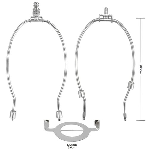 GIGIVOSHA Lamp Shade Harps Holder Adjustable Kit - 8 9 10 Inch with E26 UNO Light Base Set Lampshades parts for Table and Floor Lamps finials Bracket Light Fitting - 2 Pack (Nickel, 8 Inch)