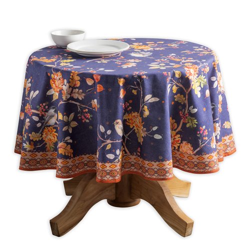 Maison d' Hermine Table Cover 63" Diameter 100% Cotton Decorative Washable Round Tabletop Tablecloths, Kitchen, Party, Wedding & Camping, Kelim - Infinity -Thanksgiving/Christmas