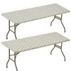 2 Pack Elastic Vinyl Fitted Tablecloth for 6 Ft Folding Table, 30" x 72" Rectangle Flannel Backing Table Cover, Waterproof Wipeable Table Cloth for Indoor Outdoor Picnic Parties, Yellow Blue Pattern