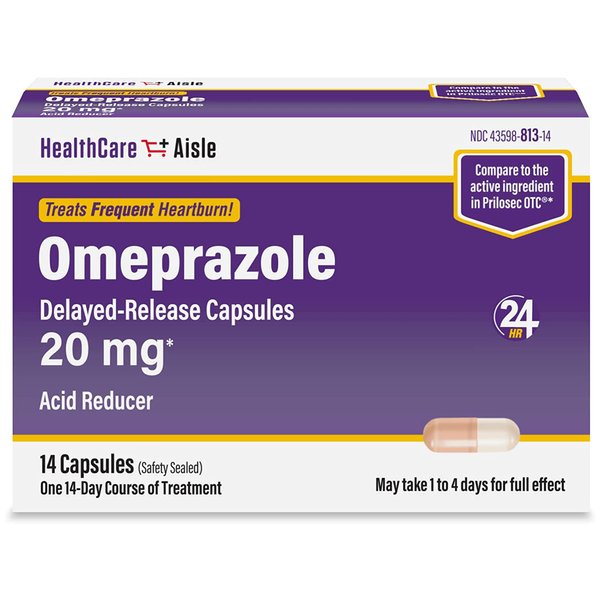 HealthCareAisle Omeprazole 20 mg – 14 Delayed-Release Capsules - Acid Reducer, Treats Frequent Heartburn