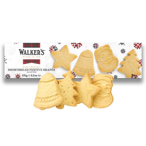 Walker's Shortbread Assorted Festive Shaped Cookies, All-Butter Shortbread Cookies, 6.2 Oz (Pack of 4)