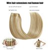 Ugrace Hair Clip In Hair Extensions Real Human Hair Wire Hair Extensions One Piece Clip in Hair Extensions with Invisible Fish Line For women Straight Hair(20 inch, Highlight Color P16/613)
