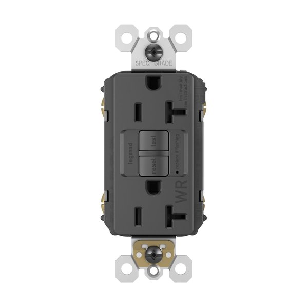 Legrand radiant 2097TRBKCCD4 20 Amp GFCI Self Test Tamper Resistant Decorator Duplex Outlet, Black (1 Count)