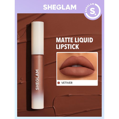 SHEGLAM Matte Allure Liquid Lipstick Long Lasting High Pigment Lipstick Nourishing Sunflower Oil Reduce Lip Care-Vetiver