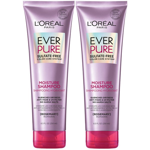 L'Oreal Paris EverPure Moisture Sulfate Free Shampoo for Color-Treated Hair, 8.5 Ounce (Set of 2)