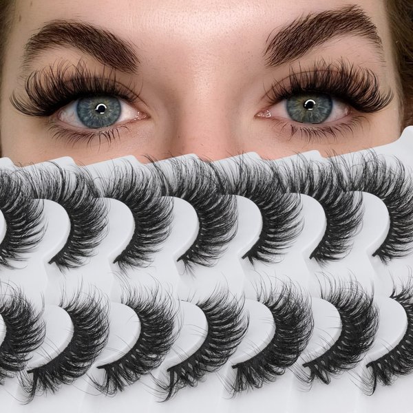 Fox False Lashes Natural Look Lashes Cat Eye Lashes Natural Look Wispy Faux Mink Lashes 7 Pairs Multipack by Focipeysa