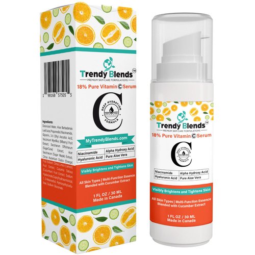 18% Pure Vitamin C For Face Serum | Hyaluronic Acid | Niacinamides | Even Skin Tone Moisturizer | Smooths Fine Lines with Deep Hydrating Formula 1Fl Oz