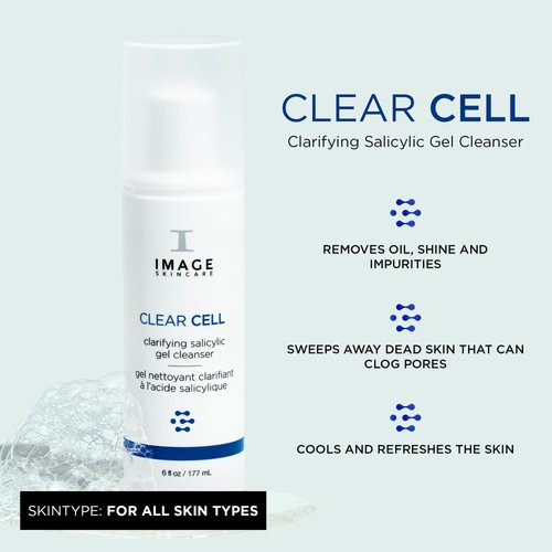 IMAGE Skincare, CLEAR CELL Salicylic Gel Cleanser, Gentle Foaming Face Wash Removes Excess Oil and Shine for Oily Prone Skin, 6 fl oz