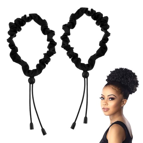 Sibba Elastics Silk Hair Ties Press Curly Scrunchies Hair Styling 2 PCS Loc Headband Puff Cuff Ponytail Holder Adjustable Dreadlock Bands Stretching Tie Thick Stretchers Head Bun (Silk Pattern)