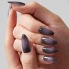 GLAMERMAID Black Pink Ombre Press on Nails Medium Almond, Purple Aurora Fake Crush Nails, Glossy Gel Glue on Nails Short Oval Stick on Blush Nail Set, Glitter Acrylic Stiletto False Nail Kit for Women