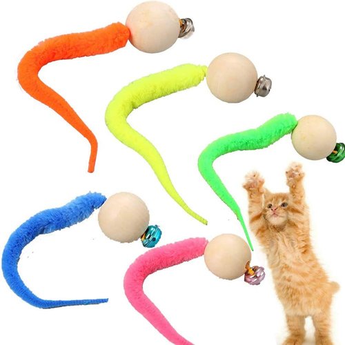 HEITIGN 5 Pcs Wiggly Balls Cat Bell Toys Wiggly Bell Cat Toy,Simulation Toy with Bell Interactive Toy for Cat Kitty,Random Color