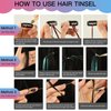 PLULON 20 Colors Hair Tinsel Kit with Tools 4000 Strands 47 Inches Tinsel Hair Extensions Glitter Fairy Hair Extensions Tinsel Kit for Girls Women Christmas New Year Party