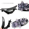 6 Pack Rhinestone Double Flower Hair Clip for Women Girls, Crystal Duckbill Clip Hairpin with Teeth Non-Slip Women Elegant Hair Dovetail Clips for Thick Long Hair Accessories
