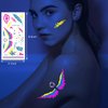 Glow In The UV Temporary Tattoos 170 Styles Flowers Feather Wing UV Neon Tattoos Stickers Party Supplies Body Face Fake Tattoo Markers for Adults Women Men