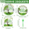 100Pcs Family Reunion Party Decorations Family Tree Reunion Plates Napkins Green Tree Welcome to Our Family Reunion Tableware Set Spring Family Reunion Party Supplies for Family Gathering 25 Guests