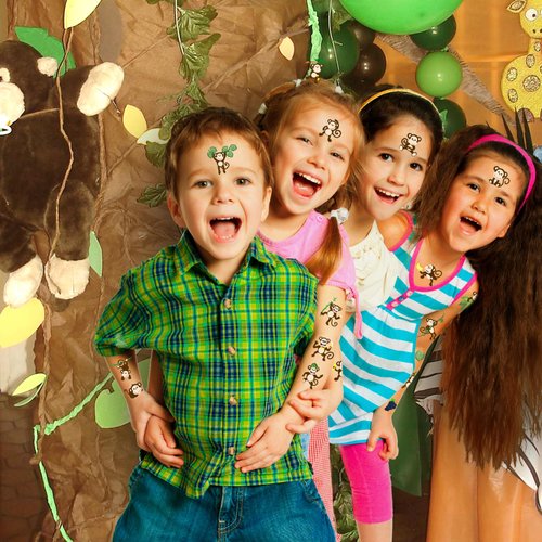 Jungle Monkey Temporary Tattoos,12 Sheets 60 Pieces Jungle Monkey Themed Tattoos Stickers Party Decoration Supplies Party favors for Kids Adults