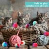 cobee 50 Pcs Soft Cat Toy Balls, 1.2 Inch Rainbow Cat Pom Pom Balls Toy Fuzzy Interactive Cat Ball Quiet Kitten Play Toy for Indoor Cat Exercising