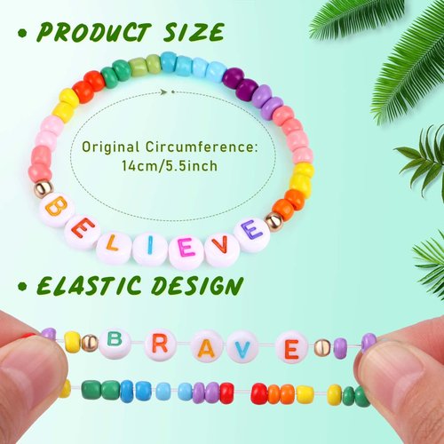 Lorfancy 12Pcs Kids Bracelets for Girls Letter Beads Bracelets Toddler Baby Cute Friendship Princess Stretchy Pretend Play Bracelet Costume Jewelry Accessories (A-12 pcs)