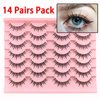 Manga Lashes Natural Look That Look Like Individual Clusters, Anime Short Japanese Spiky Doll False Eyelashes, 14 Pairs Wispy Korean Asian Cosplay Lashes with Clear Band Pack by Heracks(02)