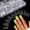 500PCS Duck Nail Tips for Acrylic Nails, Clear Nail Tips Duck Feet Fan Flare Tips, Half Cover False Nails Short Duck Tip Nails 10 Sizes Curved French Fake Nail Extension Tips with Box