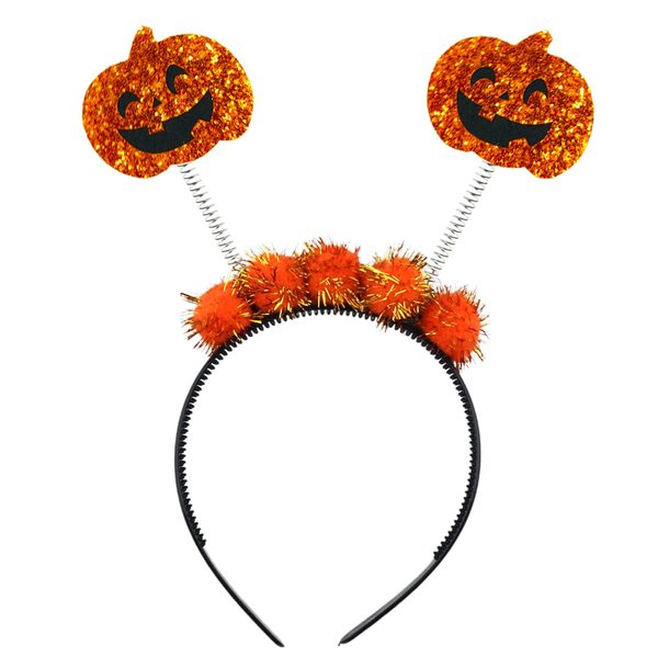 Pumpkin Headband Halloween Hair Band Glitter Orange Ball Halloween Hair Accessories for Girls Women Birthday Party New Year Wedding Celebration Gift (Orange Pumpkin)