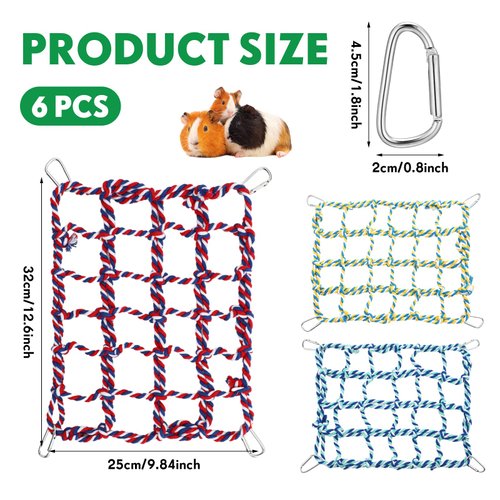 Berlune 6 Pcs Rat Ropes for Cage Rat Cage Accessories Climbing 12.6 x 9.84 Inch Bird Rope Rat Toys for Pet Hammock Hamster Cotton Rope Bridge Bird Ladder for Small Animal Habitat Rat Play