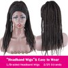 LEOSA Braid Headband Wig Brown Braided Wigs for Black Women Synthetic Box Braid Wig with Headband Attached Cornrow Braided Hair Head Wrap Wig