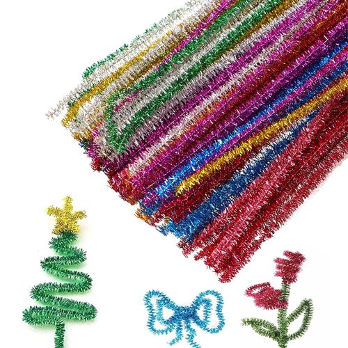 100 PCS Pipe Cleaners,Pipe Cleaners for Crafts,Pipe Cleaner Crafts,Chenille Stems for Craft Kids DIY Arts&Crafts Supplies (Shiny 100)