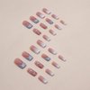 WLGDLH French Press on Nails Medium Square Fake Nails Press Ons White Ombre Medium Coffin False Nails Nail Tips with Flash Love Stick on Nails Artificial Acrylic Nail Kit for Women Nail Art 24PCS