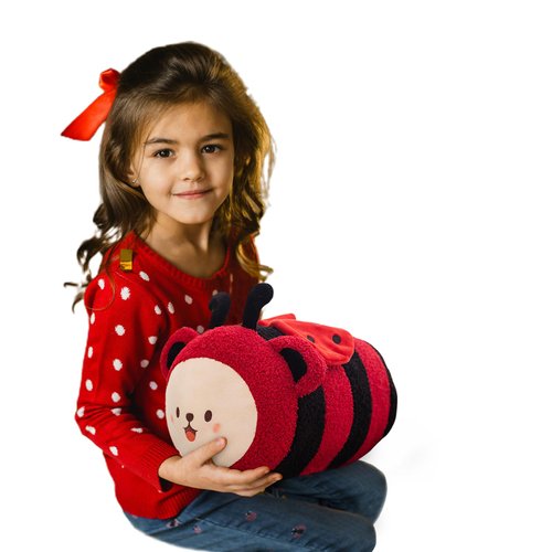 Cute Ladybug Stuffed Animal Toy Plush Pillow, Kawaii Plushies Cylindrical Body Pillow Stuffed Toy, Super Soft Cartoon Hugging Toy Gifts for Bedding, Kids & Girls Sleeping (Red,Small - 11 inch)