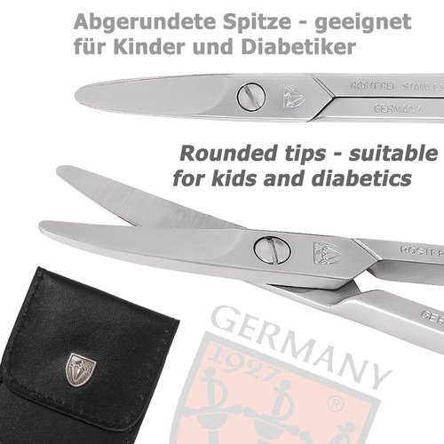3 Swords Germany Solingen - brand quality STAINLESS STEEL INOX CURVED NAIL SCISSORS (1 PIECE) with round tips for DIABETICS - manicure pedicure - nail care by 3 Swords - Made in Germany