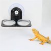 SLSON Gecko Feeder Ledge Acrylic Improved Suction Cup Reptile Feeder with 20 Pack 1 oz Plastic Bowls for Reptiles Food and Water Feeding,Black