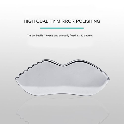 Stainless Steel Gua Sha for Facial Skin Care Scraping Massage Tool with Comb Teeth | Facial Massage, Used for Face, Neck, and Around Lips with Travel Pouch