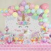 Mocsicka Unicorn Birthday Decorations Unicorn Backdrop for Girls Birthday Party 6x4ft Pastel Rainbow Unicorn Glitter Stars Dots Happy Birthday Banner Photo Booth Props